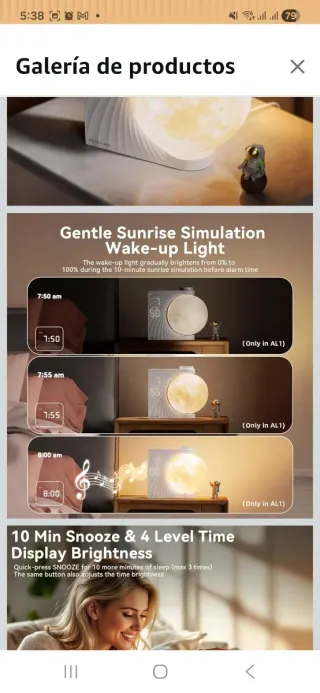 Reloj Despertador Luz Sunrise Sonidos Naturaleza