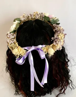 Corona de flores preservadas comunión