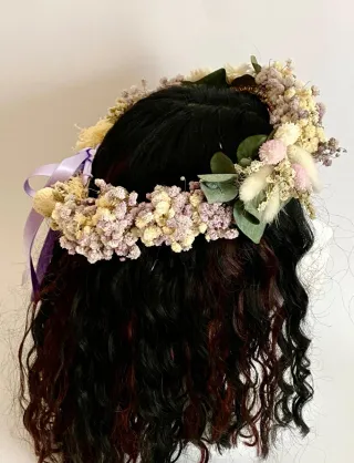 Corona de flores preservadas comunión