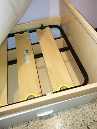 Cama 90 con cajones y somier de lamas