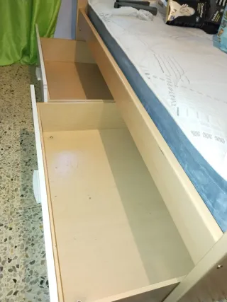 Cama 90 con cajones y somier de lamas