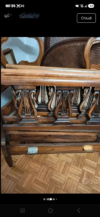 Letto singolo vintage legno intagliato