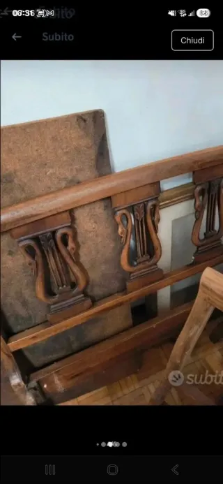 Letto singolo vintage legno intagliato