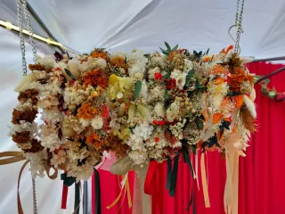 Corona comunión flores preservadas multicolor