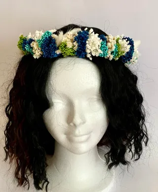 Corona comunión flores preservadas multicolor