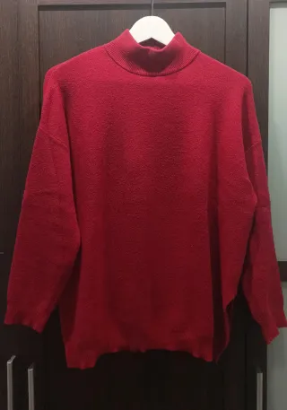 Jersey cuello alto mujer rojo