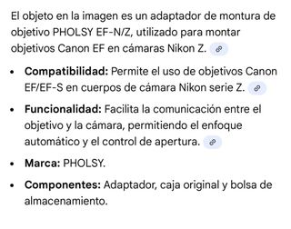Adaptador Montura PHOLSY EF-N/Z Canon EF a Nikon Z