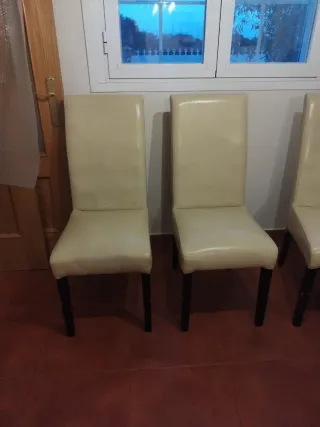 Juego de 6 sillas de comedor beige