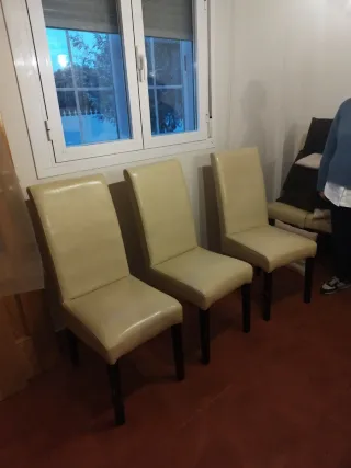 Juego de 6 sillas de comedor beige