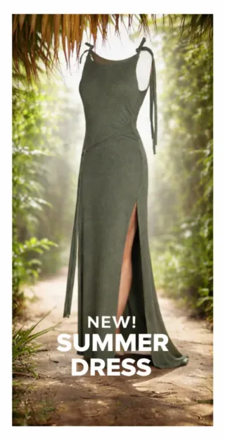 Vestido largo verde oliva