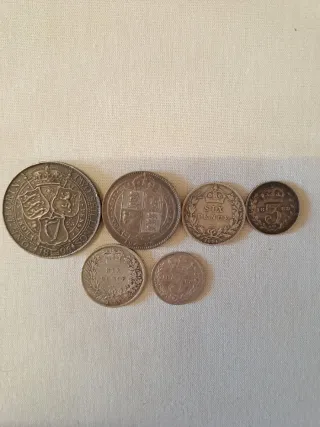 Lotto 6 monete Regina Vittoria Argento