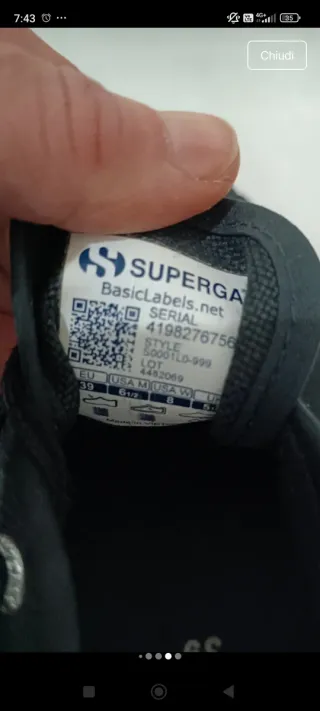 Superga Donna Scarpe Nere Tg 39