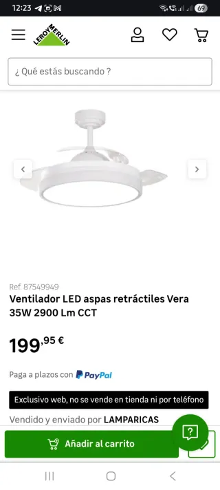Ventilador Techo Ocultas Plata/Blanco