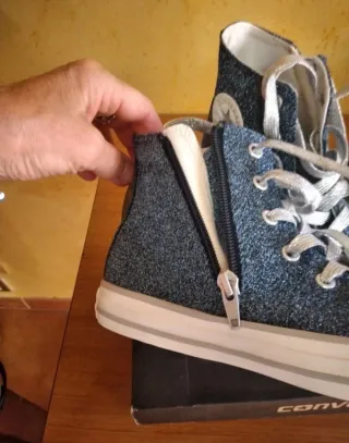 Scarpe Converse Glitter Blu e Argento