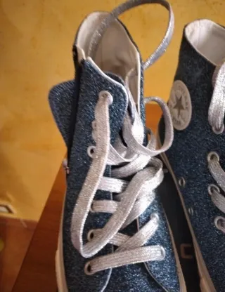 Scarpe Converse Glitter Blu e Argento