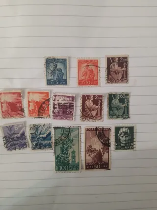 13 Francobolli Italiani Usati