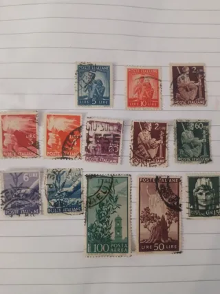 13 Francobolli Italiani Usati