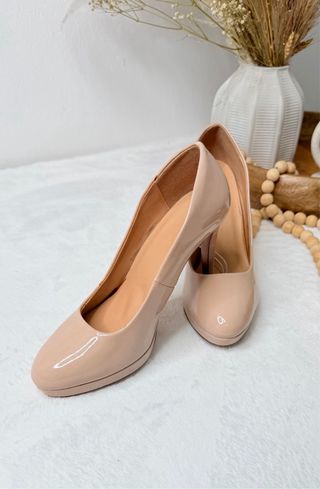 Tacones Nude Charol Plataforma Lefties Talla 39