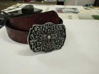 Cintura Western Cowboy Unisex Rossa e Argento