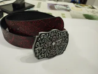 Cintura Western Cowboy Unisex Rossa e Argento