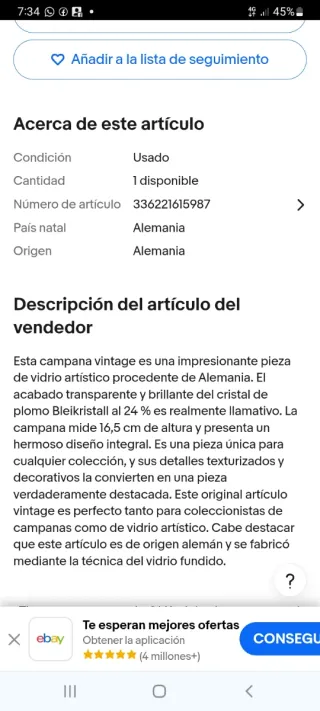 VINTAGE BLEIKRISTALL LEAD CRYSTAL CUT GLASS BELL W