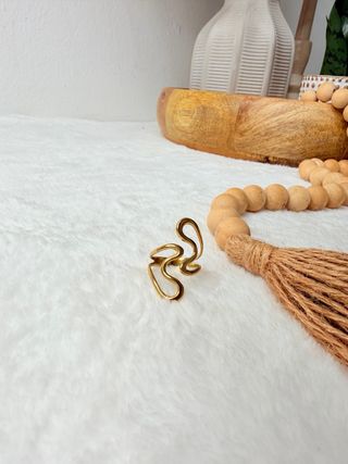 Anillo Dorado Ondulado Acero Inoxidable