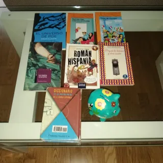 6 libros impecables, regalo de diccionario y hucha
