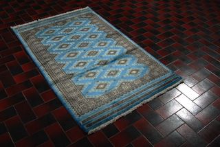 Tappeto Lana Cashmere Azzurro 155x95 Cm