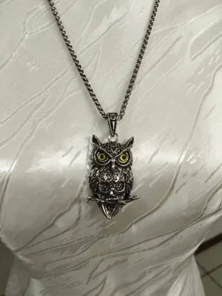 Collana gufo teschio argento giallo