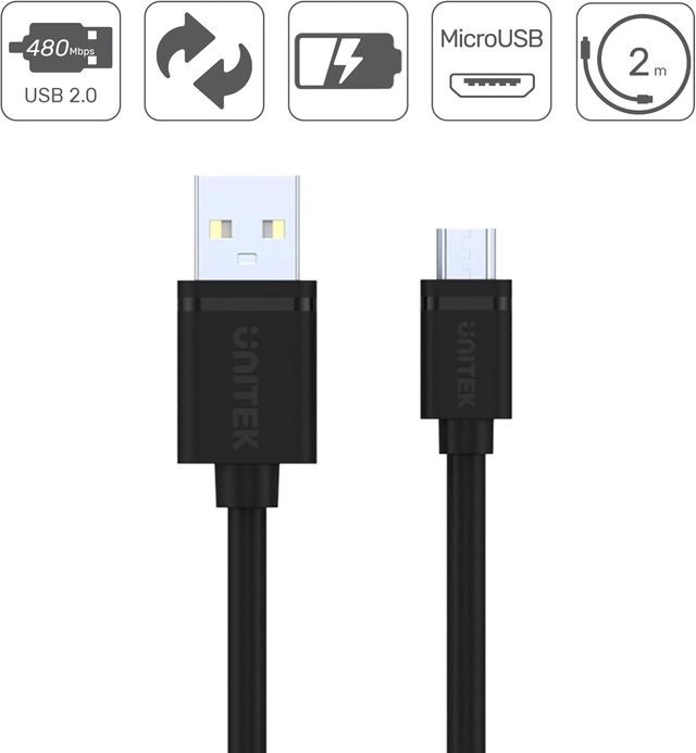 Cable USB A a micro USB , 2 metros