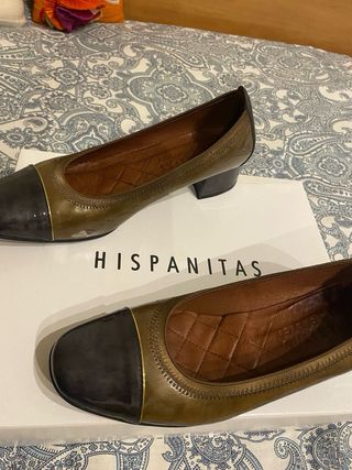 Zapatos Hispanitas Talla 38 Oro y Gris