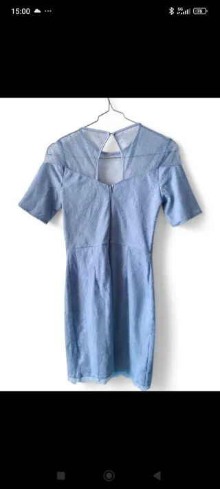 Vestido midi encaje color lila azulado