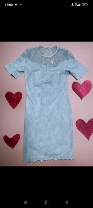 Vestido midi encaje color lila azulado