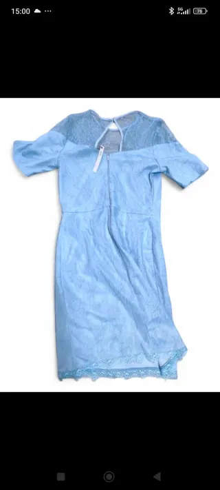 Vestido midi encaje color lila azulado