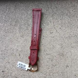 Cinturino vera pelle rosso fibbia oro