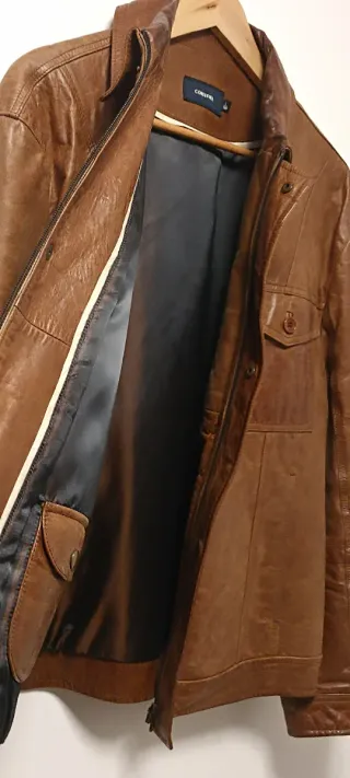 Chaqueta Piel Marrón Cortefiel Talla L