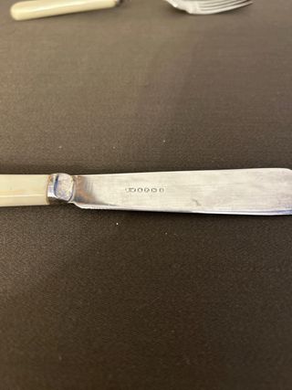 Juego 12 cubiertos de pescado de baquelita EPNS