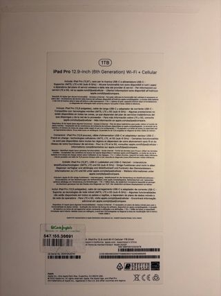 iPad Pro 12.9 M2 2022 1TB WiFi+Celular