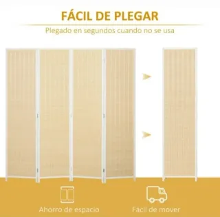 Biombo Homcom 4 paneles 180x180 cm