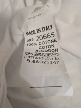 Camisa blanca algodón Made in Italy Talla Única