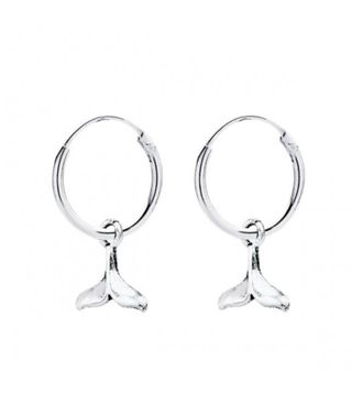 Pendientes Aro Mini Cola Ballena Plata Ley