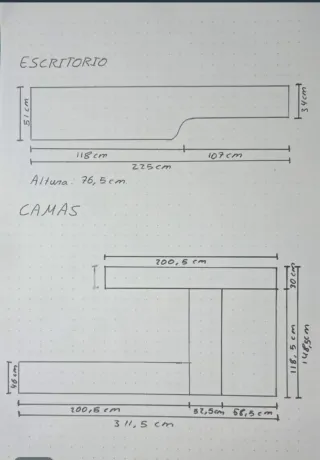 Habitación juvenil 3 camas tipo tren