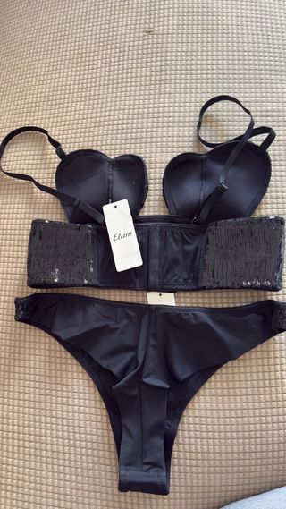 Bikini Etam lentejuelas negro