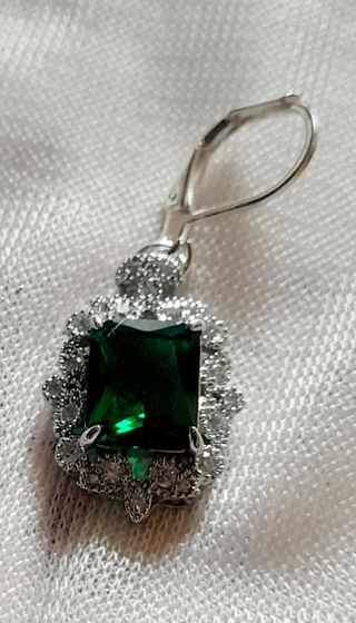 Pendientes Plata Esmeralda Rectangular