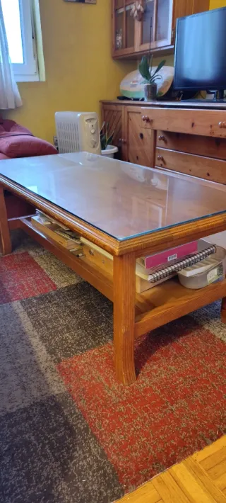 Mesa de centro madera y cristal