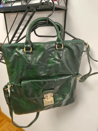 Blusa mujer T42 y bolso verde estilo vintage