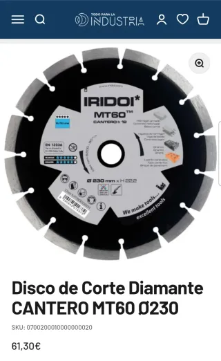 Disco Diamante IRIDOI CANTERO MT60 Ø230mm