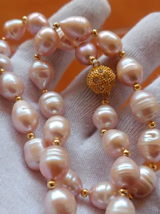 Collar de perlas barrocas rosas Australianas, Nuev