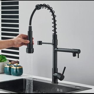Grifo de fregadero cocina negro nuevo extraíble