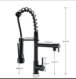 Grifo de fregadero cocina negro nuevo extraíble